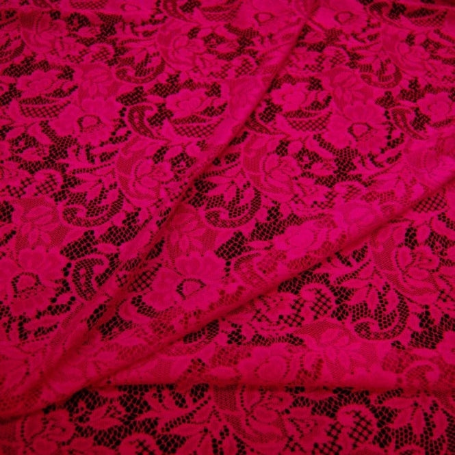 Floral stretch Lace - CERISE