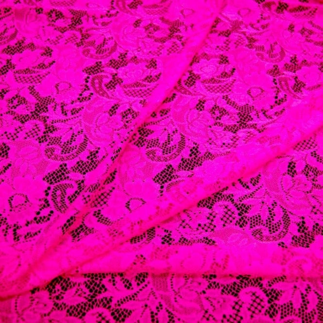 Floral stretch Lace - FLUORESCENT PINK