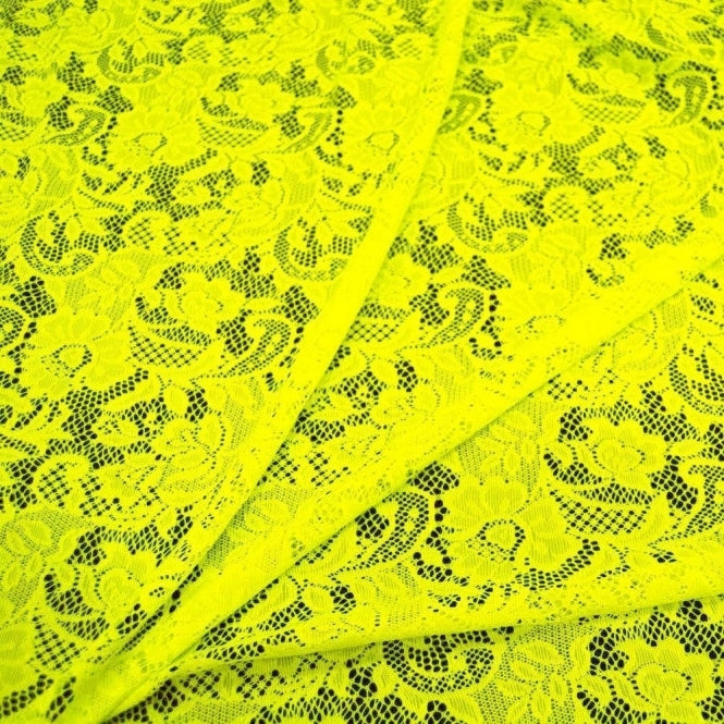 Floral stretch Lace - FLUORESCENT YELLOW