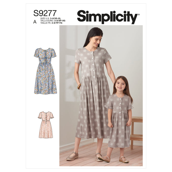 S9277 Misses' & Children's Dresses. Size: Kid´s 3-8 y / Adults XS-XL (32-50)