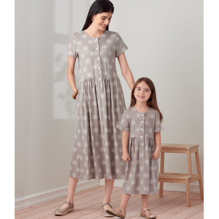 S9277 Misses' & Children's Dresses. Size: Kid´s 3-8 y / Adults XS-XL (32-50)