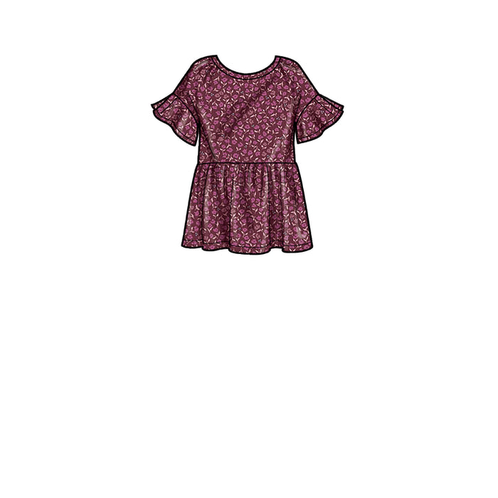 S9454 Children's and Misses' Dress and Top. Size: 3-8 y/XS-XL (32-50)